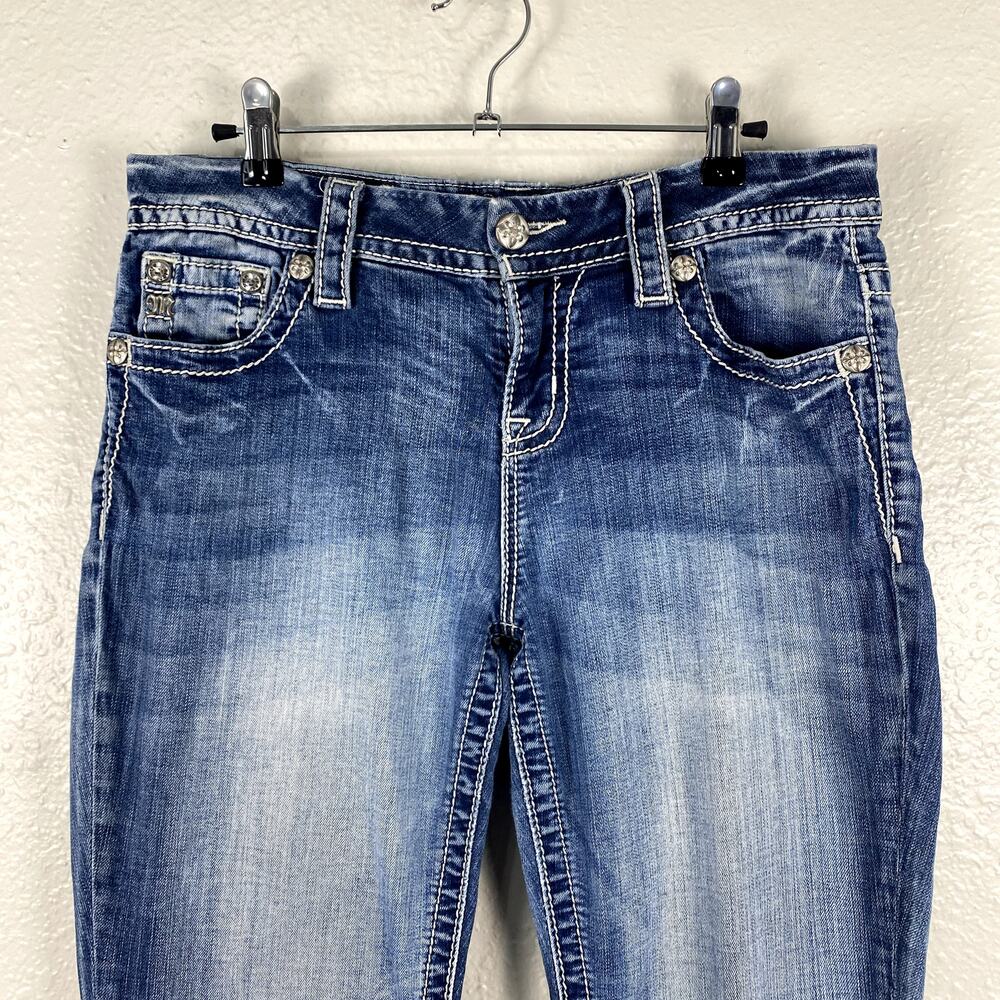 Vtg Y2K Miss Me Loose Fit Bedazzled Sequin Faded Grunge Mcbling Mid Rise Jeans - Picture 3 of 14